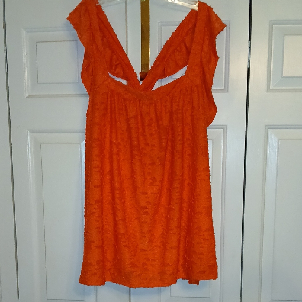 LC Lauren Conrad Plus Bold Orange Top